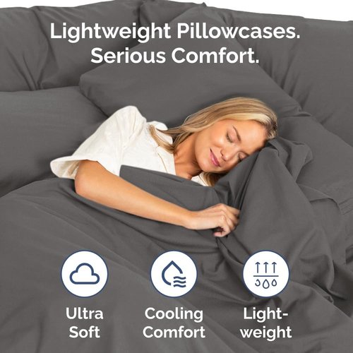 King Standard Pillow Cases by King - Soft Hotel Quality Pillowcase Covers | Comfy & Machine Washable - 4 Piece Set in Charcoal