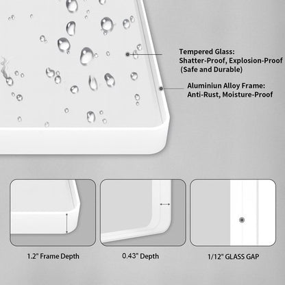 LOAAO 30x36 Inch White Metal Framed Bathroom Mirror for Wall, White Bathroom Vanity Mirror Farmhouse, Large Rounded Rectangle Mirror, Anti-Rust, Tempered Glass, Hangs Horizontally or Vertically