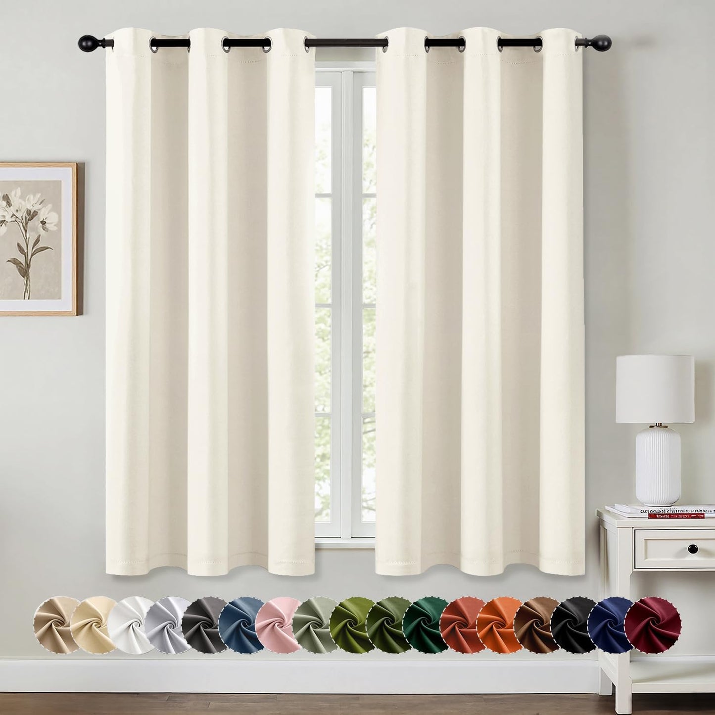 MIULEE Blackout Curtains - Thermal Insulated Room Darkening Drapes | 54-Inch Grommet Panels, Noise Reduction
