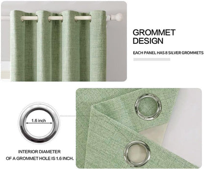 MIULEE Blackout Curtains - 100% Thermal Insulated Linen Texture Drapes | Sage Green, 52x120 Inch (2 Panels)