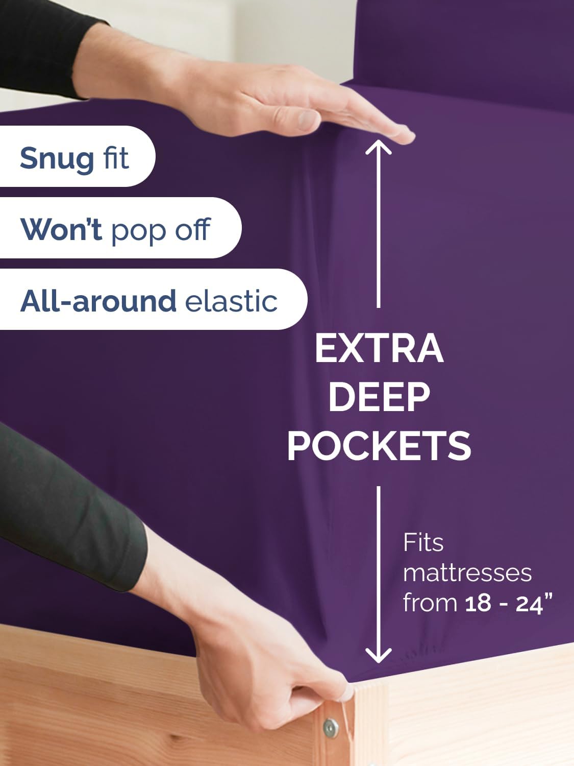 Skiennix Extra Deep Twin XL Sheet Set - 4 Piece Breathable Cooling Sheets - Luxury Hotel Quality - Soft Wrinkle-Free Purple