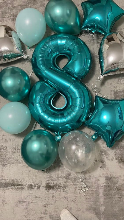 Number 4 Balloon - Teal Blue 40 Inch Large Balloon for 4th Birthday Decorations | Perfect Party Decor