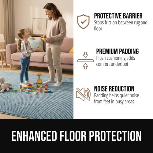 GORILLA GRIP Premium Dual Sided Extra Thick Rug Gripper Pad for Hardwood Floors, Breathable Slip Resistant Pad Grips Under Carpet Area Rugs for Hard Surface Floor Protection, Easy Trim Mats, 2x3 Beige