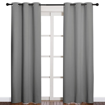 NICETOWN Thermal Insulated Grommet Blackout Curtains for Office, Kids Window Drape Panel for Nursery, Privacy Short Curtains (Silver Grey, 2 Panels, W42 x L84-Inch)