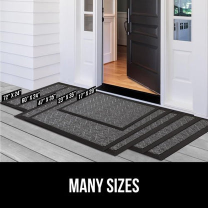 GORILLA GRIP 100% Waterproof All-Season WeatherMAX Doormat, 47x35, US Designed Natural Rubber, Stain and Fade Resistant, Low Profile Indoor Outdoor Door Mats, Easy Clean Patio Mat, Black Welcome
