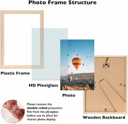 JCJMY 8x11 Picture Frame - Versatile Wall & Tabletop Display | Natural Finish for Horizontal or Vertical Mounting