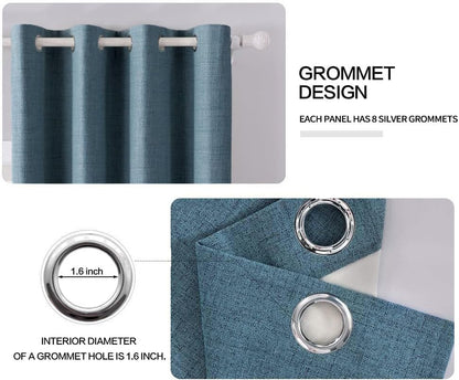 MIULEE Blackout Curtains - Linen Texture Thermal Insulated Drapes | Dusty Blue, 52x120 Inch (2 Panels)