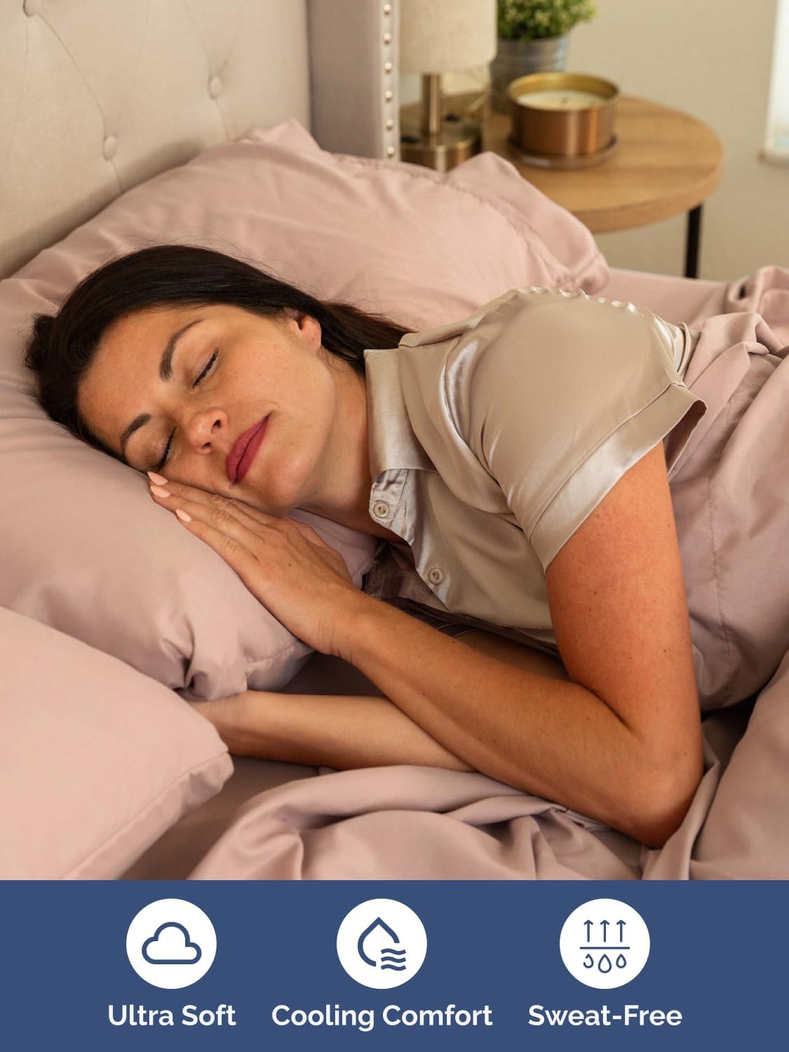 Skiennix Extra Deep Cal King Sheet Set - 6 Piece Cooling & Breathable Bedding - Soft, Wrinkle-Free Mauve