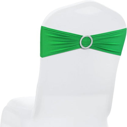MDS Spandex Chair Sashes - Universal Fit Elastic Dining Chair Bands with Buckle | Light Green, Pack of 50