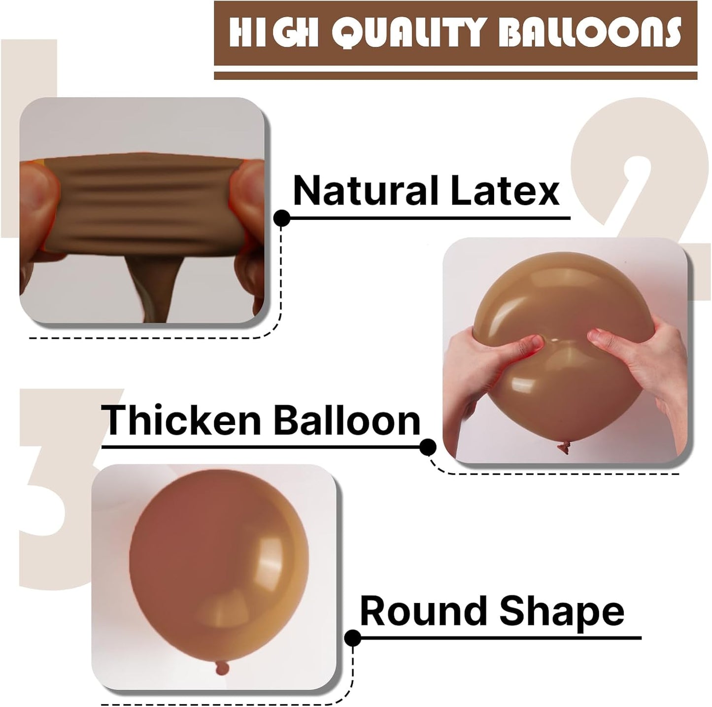 PartyWoo Brown Balloons - 120-Piece Boho Neutral Fall Arch Kit | 18", 12", 10", 5" Sizes for Birthday & Baby Shower Decor