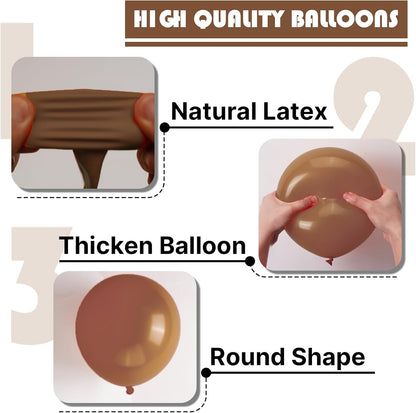 PartyWoo Brown Balloons - 120-Piece Boho Neutral Fall Arch Kit | 18", 12", 10", 5" Sizes for Birthday & Baby Shower Decor