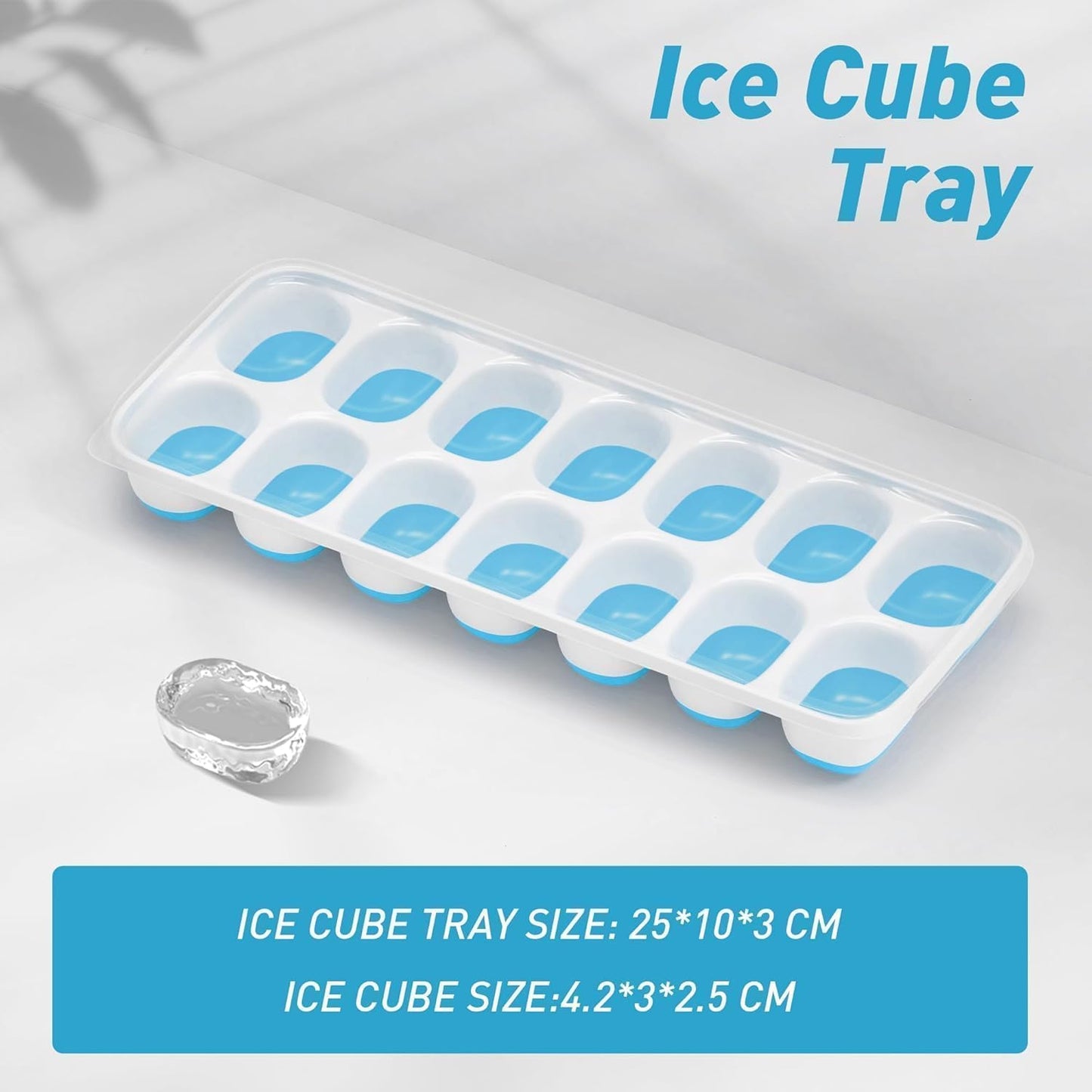 Skiennix Ice Cube Tray - Durable Stackable Design with Removable Lids | 4 Packs, 56 Cubes for Cocktails & Coffee