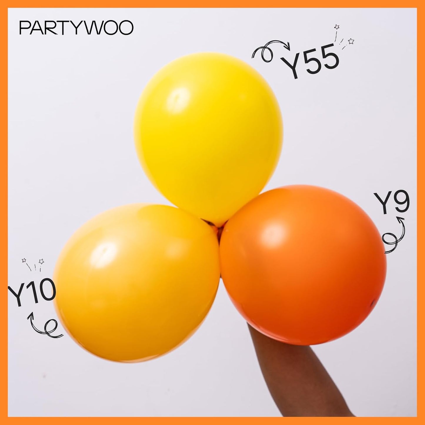 PartyWoo Orange Balloons - 127-Piece Matte Fall Balloon Arch Kit | Various Sizes for Thanksgiving & Parties