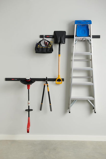 Rubbermaid Fasttrack Utility Hooks - Heavy-Duty 7-Piece Garage Storage Kit | Black Tool Organizer