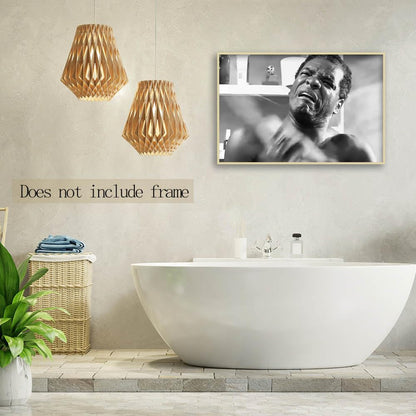 Regine Switzerland Funny Friday Bathroom Poster - Black & White Wall Art Canvas Print | 16x24 Inch Unframed Decor