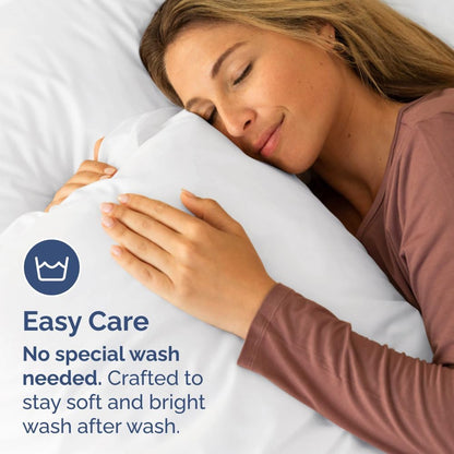 Skiennix Body Pillowcases Set of 4 | Soft 20x54 Long Pillow Covers for Comfortable Sleep - Machine Washable, Fade Resistant - White