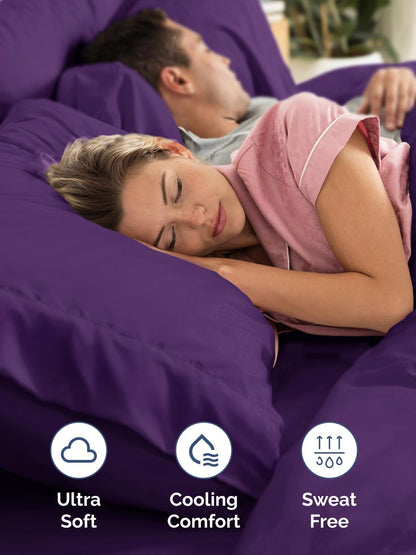 Skiennix Extra Deep Queen Sheet Set | 6-Piece Breathable Cooling Bedding - Soft, Wrinkle-Free Purple