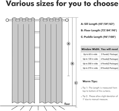 MIULEE Blackout Curtains - 100% Thermal Insulated Linen Texture - Grey Room Darkening Drapes | 52x108 Inch (2 Panels)