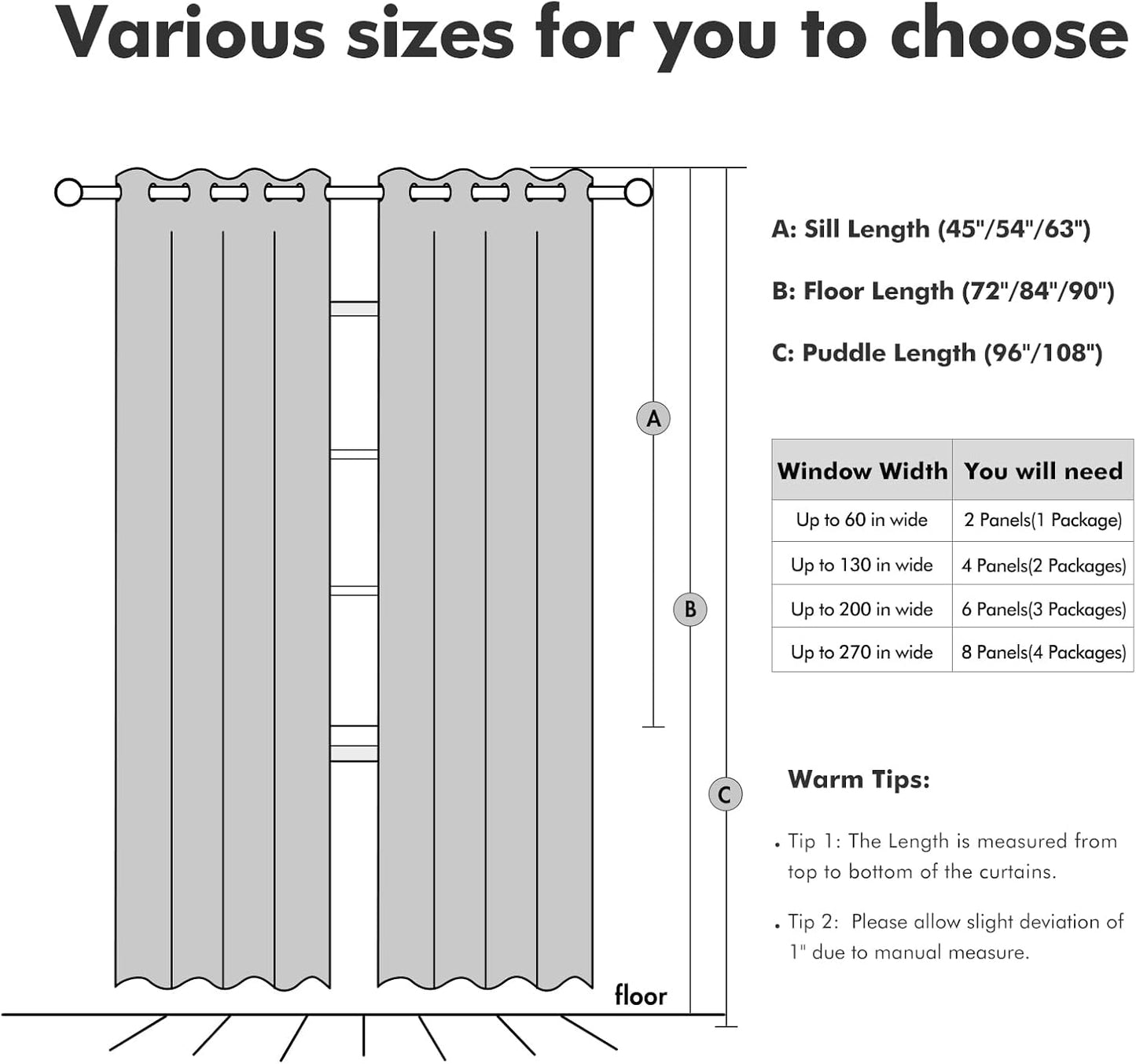 MIULEE Blackout Curtains - 100% Thermal Insulated Linen Texture Drapes | Grayish White, 52x120 Inch (2 Panels)