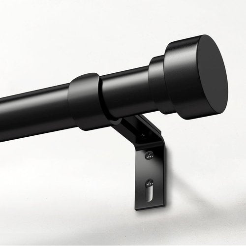IFELS Heavy Duty Curtain Rods for Windows 66 to 120 Inch,1 Inch Adjustable Black Curtain Rod with Easy Installation and Modern Design,Decorative Long Drapery Rods with Metal Finials (A1,Black,30-120")