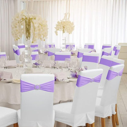 Babenest Spandex Chair Sashes - 50PCS Premium Stretch Covers with Buckle Slider for Weddings & Events | Purple
