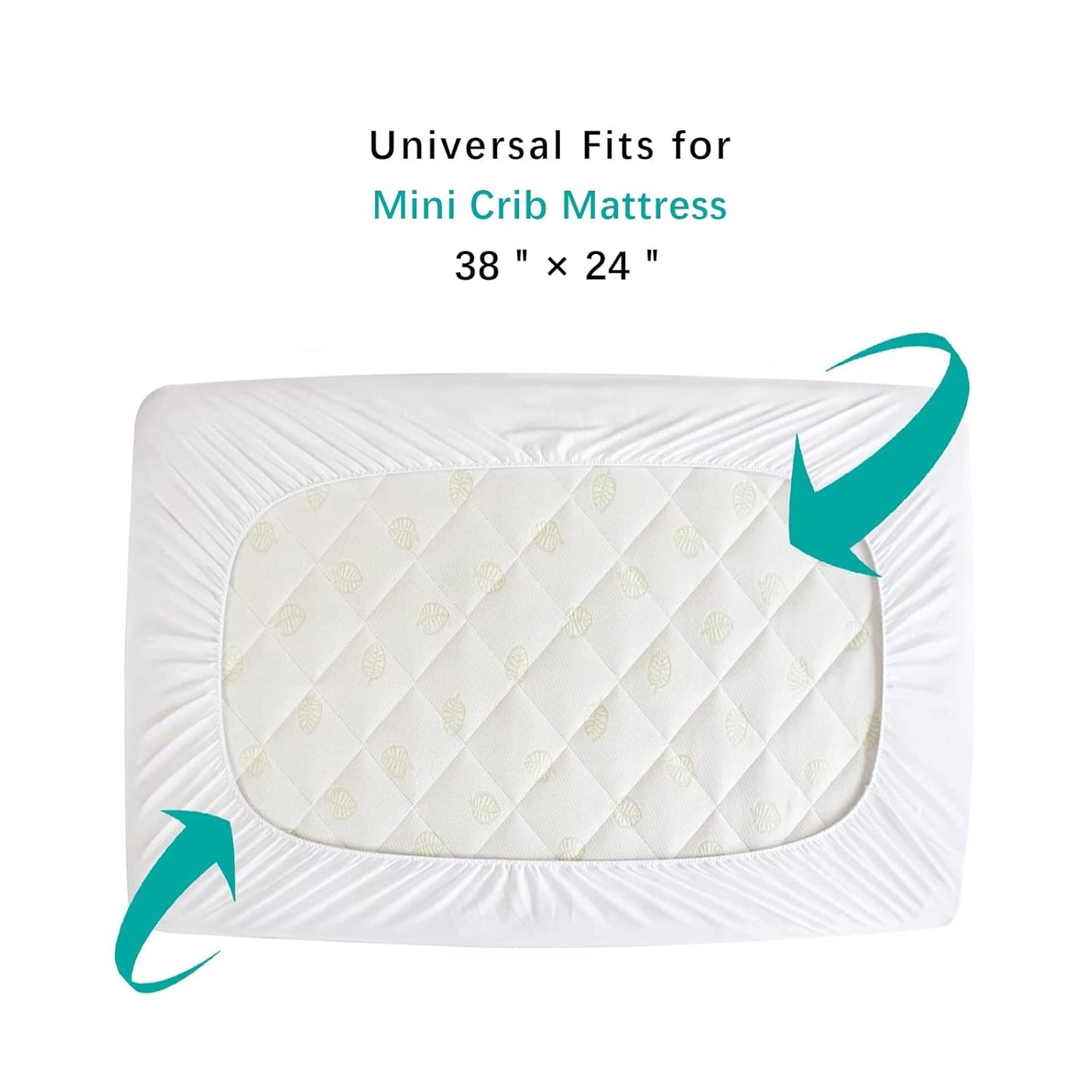 Skiennix Mini Crib Mattress Protector - Waterproof & Noiseless Fitted Pad Cover | 38" x 24" White