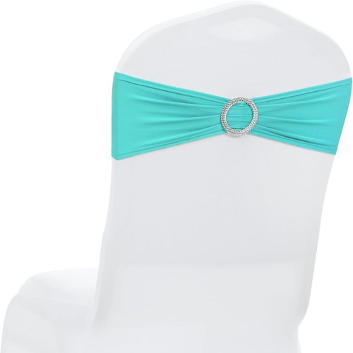 MDS Spandex Chair Sashes - Universal Fit Elastic Stretch Ties with Buckle for Weddings | Aqua Blue, Pack of 125