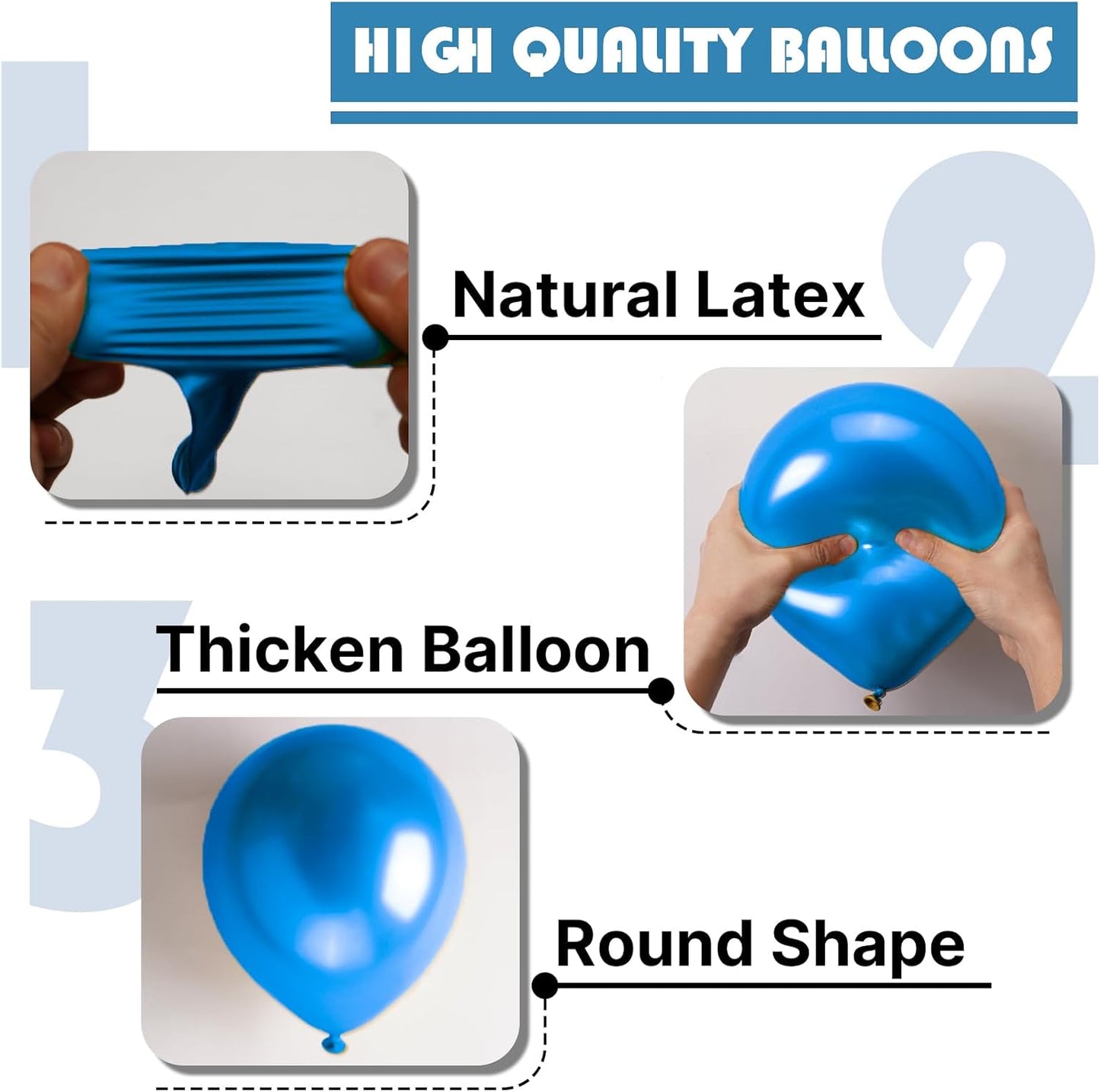 PartyWoo Metallic Blue Balloons - 100pcs 5 Inch Mini Chrome Latex Balloons for Celebrations