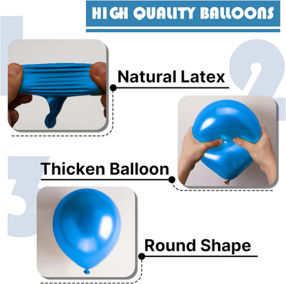 PartyWoo Metallic Blue Balloons - 100pcs 5 Inch Mini Chrome Latex Balloons for Celebrations