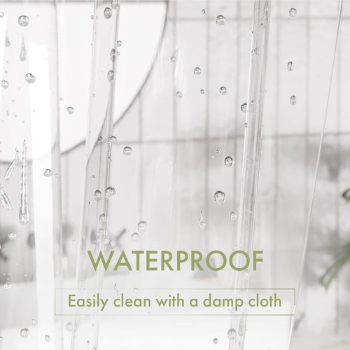 AmazerBath Camper Shower Curtain Liner 60x64, Clear Shower Curtain Liner, Waterproof Plastic Shower Liner, Cute Lightweight PEVA Shower Curtain with 3 Magnets and 10 Rustproof Metal Grommets