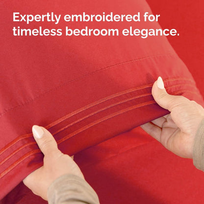 Skiennix Standard Pillow Cases Set of 4 | Ultra Soft Hotel Quality Covers - Machine Washable Red