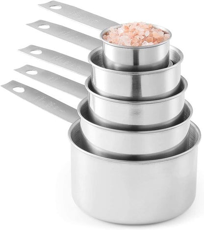 Laxinis World Stainless Steel Measuring Cups - 5 Piece Stackable Set for Precise Cooking