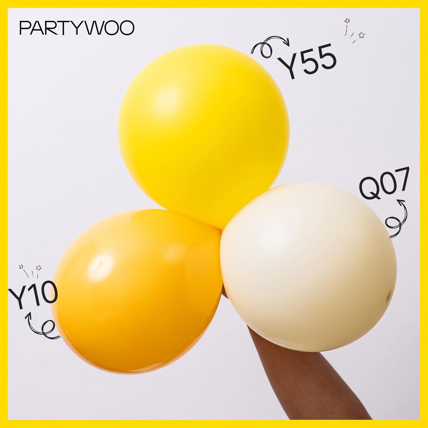 PartyWoo Yellow Balloons - 100 Pcs Matte Light Yellow Latex Balloons for Baby Showers & Birthdays | Various Sizes 5-36 Inch