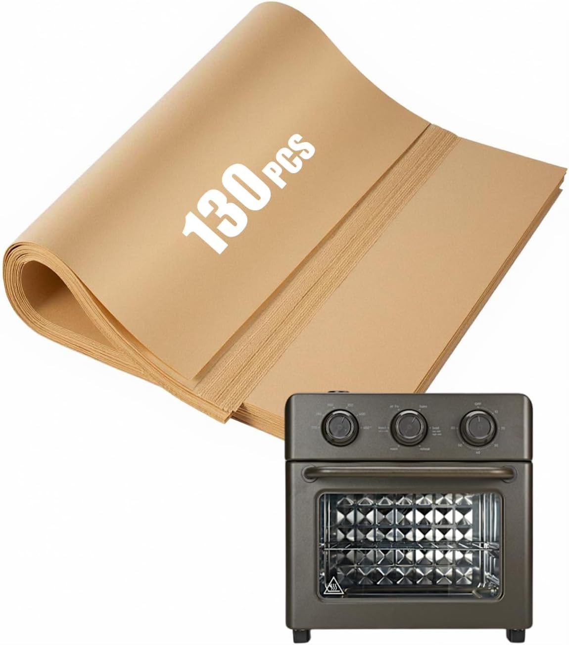 Our Place 130PC Air Fryer Paper Liners - Nonstick Disposable Parchment Sheets for 12.7QT Oven | Bleach-Free Baking Accessories