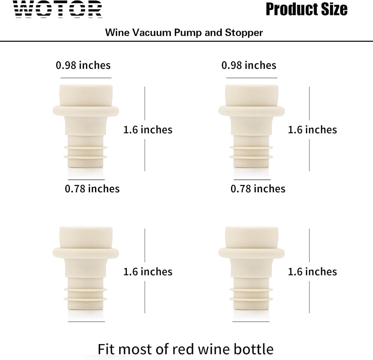 WOTOR Wine Stoppers Vacuum, Wine Saver, Wine Pump Vacuum Stoppers, Wine Preserver, Reusable Bottle Sealer Keeps Wine Fresh (Cream, 6 Pieces)