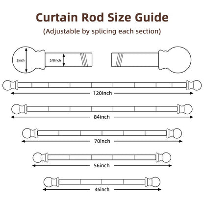 SMODBRODRE Curtain Rods for Window 32 and 48, White 5/8 inch Splicing Single Window Curtain Rod Set with Brackets