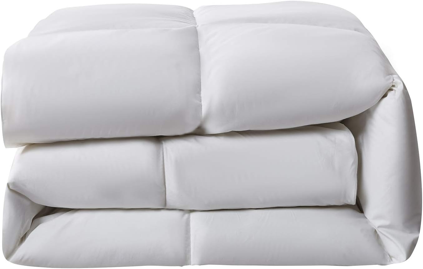 Serta Goose Feather Down Comforter - Luxury Hypoallergenic King Size Duvet Insert | 100% Cotton, Medium Warmth, 106 x 90 Inch, White