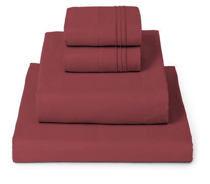 Mellanni King Sheets Set - 4 PC Iconic Collection Bedding - Hotel Luxury, Extra Soft, Cooling Bed Sheets - Wrinkle, Fade, Stain Resistant (King, Brick Red)