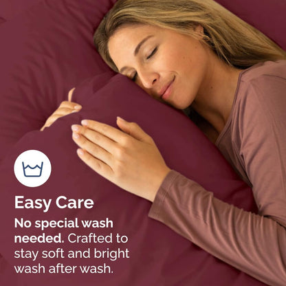 Ultra Soft Queen Pillow Cases Set of 10 | Hotel Quality, Wrinkle-Free & Stain Resistant - Burgundy