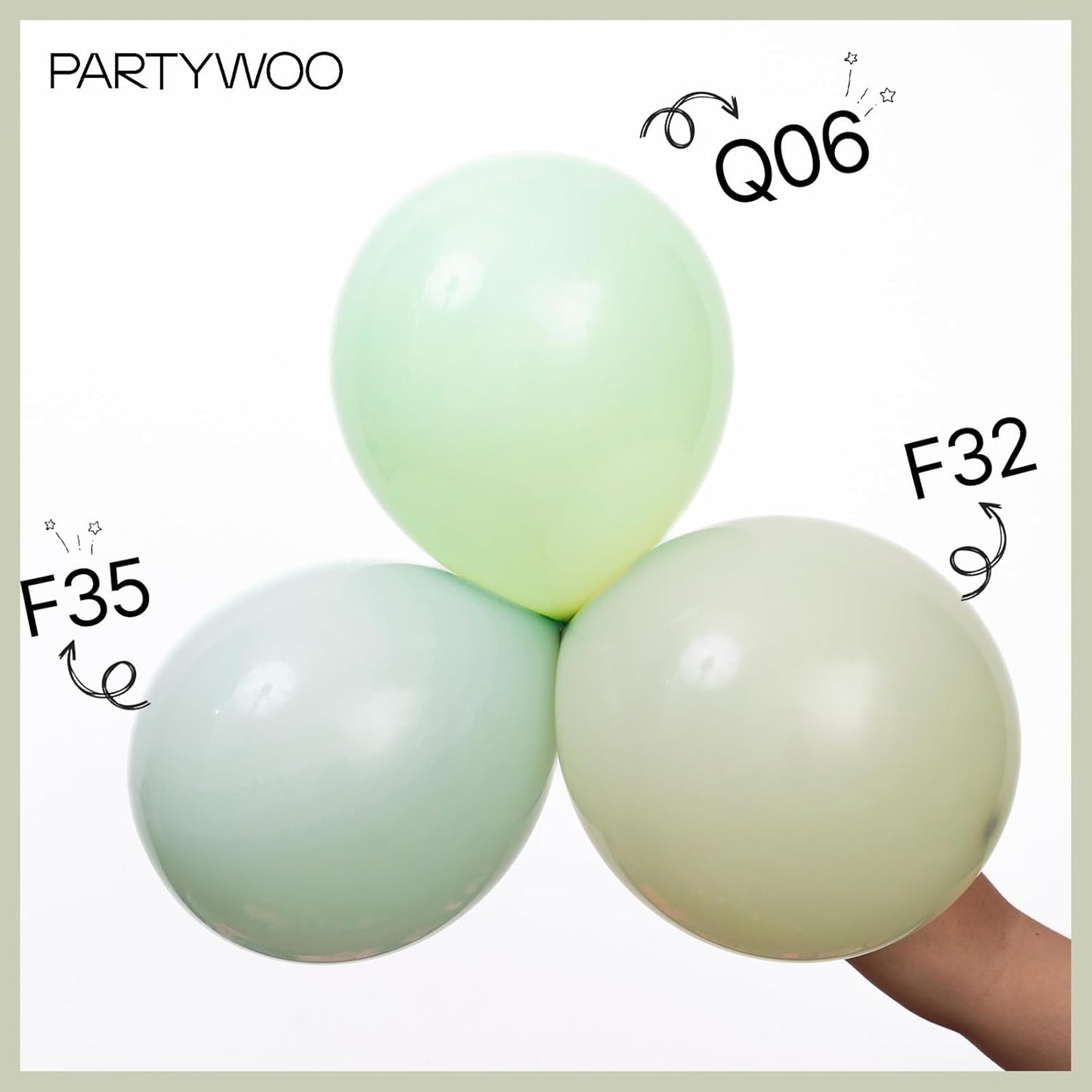 PartyWoo Sage Green Balloons - 50 Pack 12-Inch Boho Dusty Olive Latex Balloons for Events & Celebrations