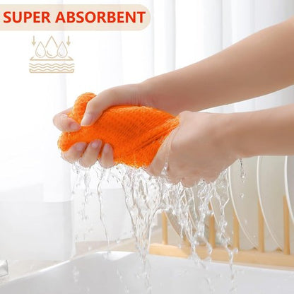 Homaxy 100% Cotton Kitchen Dish Towels - Ultra Soft, Absorbent & Quick Drying | 13 x 28 Inches, 4-Pack, Orange