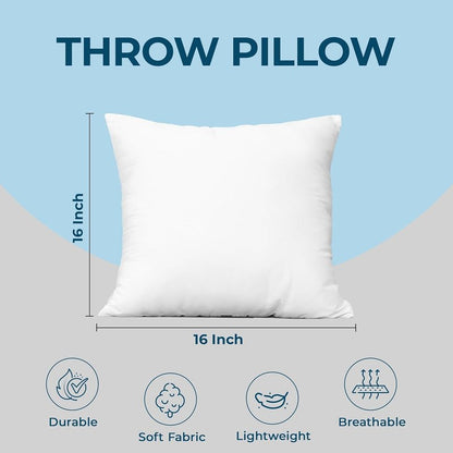 Utopia Bedding Throw Pillows (Set of 1, White) – 16 x 16 Inches Down Alternative Pillows for Bed, Sofa, and Couch - Fluffy Decorative Stuffer Pillow for Indoors & Outdoors