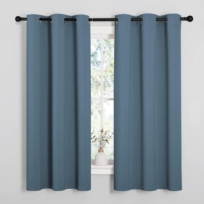 NICETOWN Smoky Blue Blackout Curtains - Thermal Insulated Drapes for Small Windows | 45" Length, 34" Width, 2 Panels