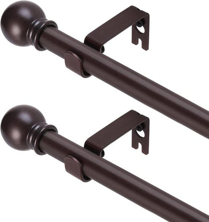 GXOACKJ Heavy-Duty Metal Curtain Rod Set - 2 Pack Brown, Adjustable 28 to 78 Inches with Brackets