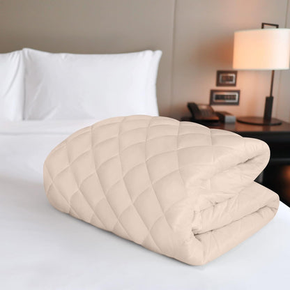 Utopia Bedding Quilted Fitted Mattress Pad - Full Size, Elastic Cover, Machine Washable, 16-Inch Deep (Beige)