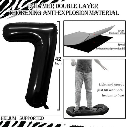 GOER 17th Birthday Balloons - Jumbo 42 Inch Foil Helium Decorations | Sweet 17 Party Decor (Black)