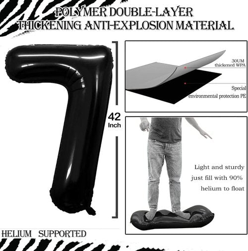GOER Jumbo 27th Birthday Balloons - 42 Inch Black Foil Helium Decorations for Celebrations