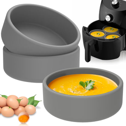 Skiennix 3-Piece Silicone Air Fryer Molds - Nonstick 4-Inch Cooking Accessories | Dishwasher Safe Grey