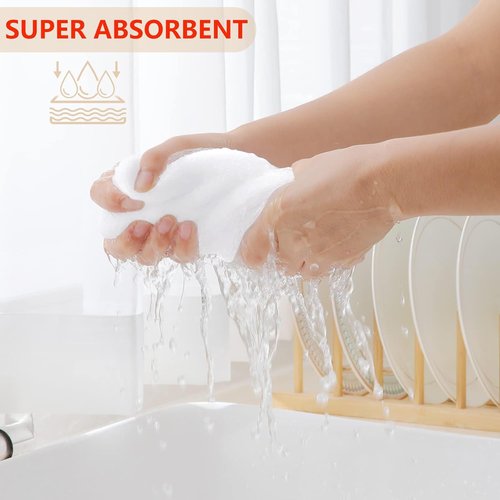 Homaxy 100% Cotton Kitchen Dish Towels - Ultra Soft & Absorbent Quick-Drying, 13 x 28 Inches, 6-Pack, White