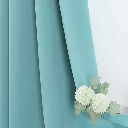 ChrisDowa Small Window Curtains - 40-Inch Grommet Thermal Insulated Room Darkening Panels | Aqua (Set of 2)